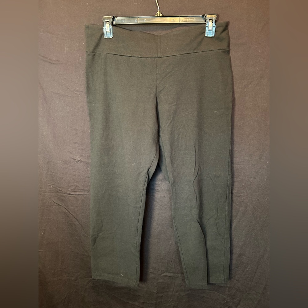 Women with control black capri leggings